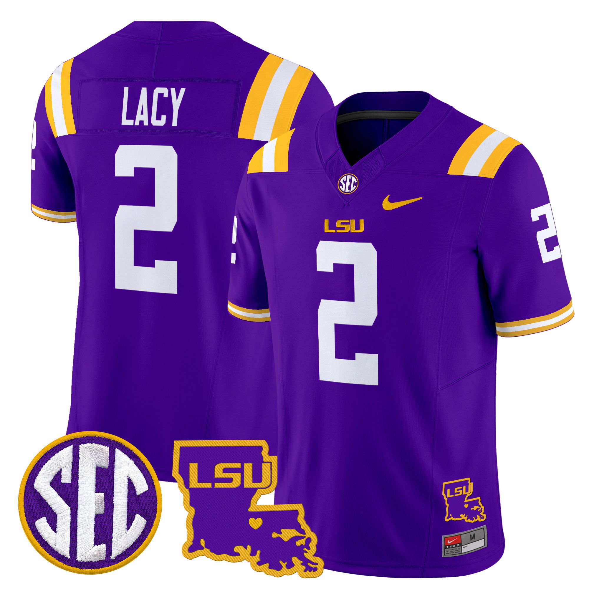 Men LSU Tigers #2 Lacy Purple 2024 Nike Louisiana Patch Vapor Limited NCAA Jersey style 1->customized nfl jersey->Custom Jersey